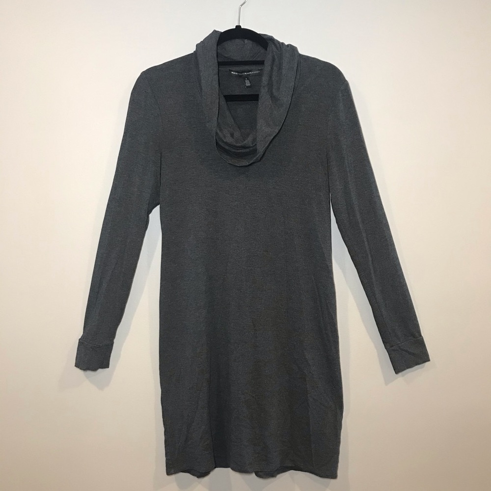 WHBM Gray Long Sleeve Tunic Dress with Cowl Neck